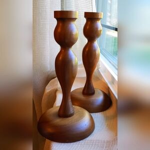 MCM, Walnut Candlesticks, Amana Colonies. EUC!